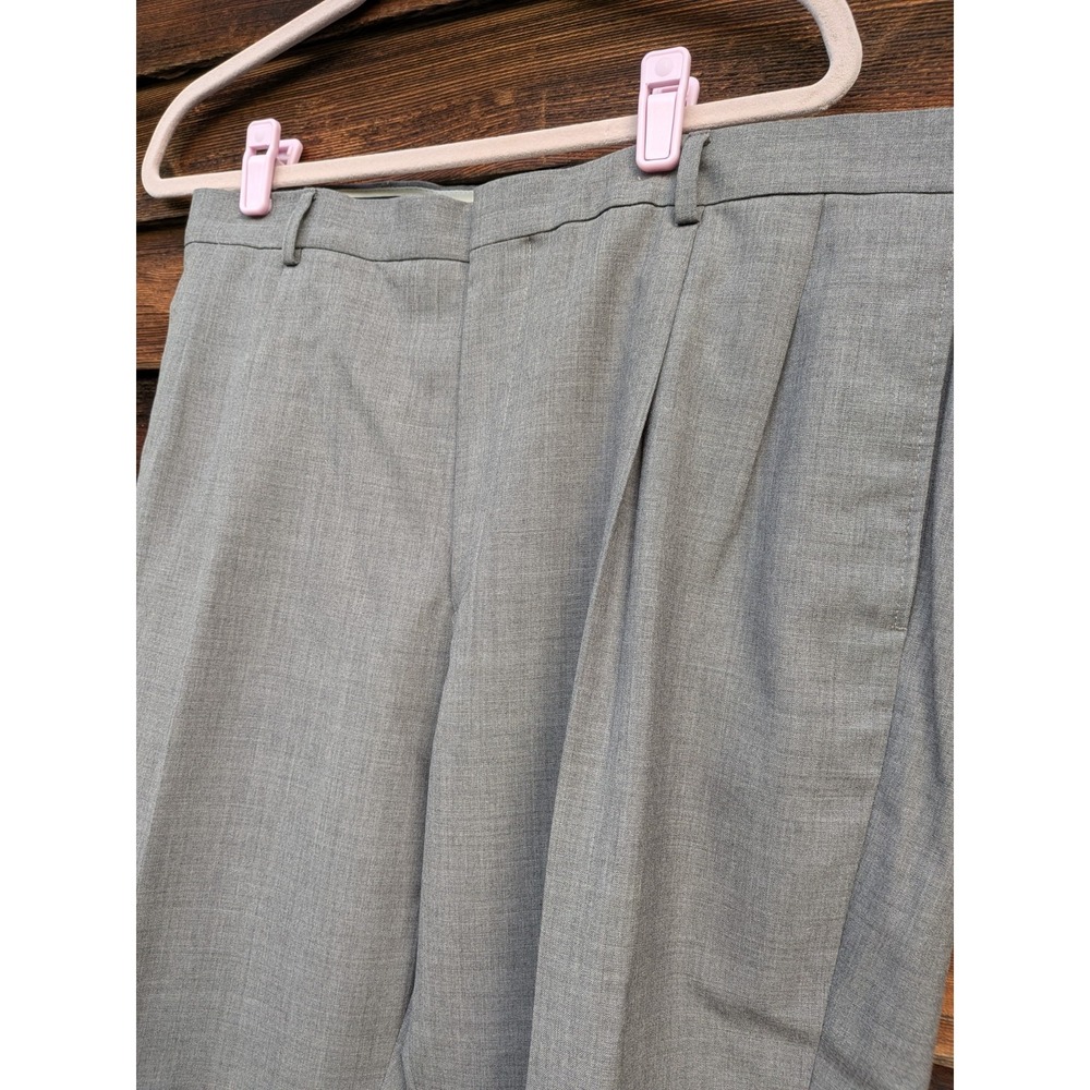 Lands' End Pleated High Waist Wool Trousers Mens 36 Gray Classic Preppy Pant